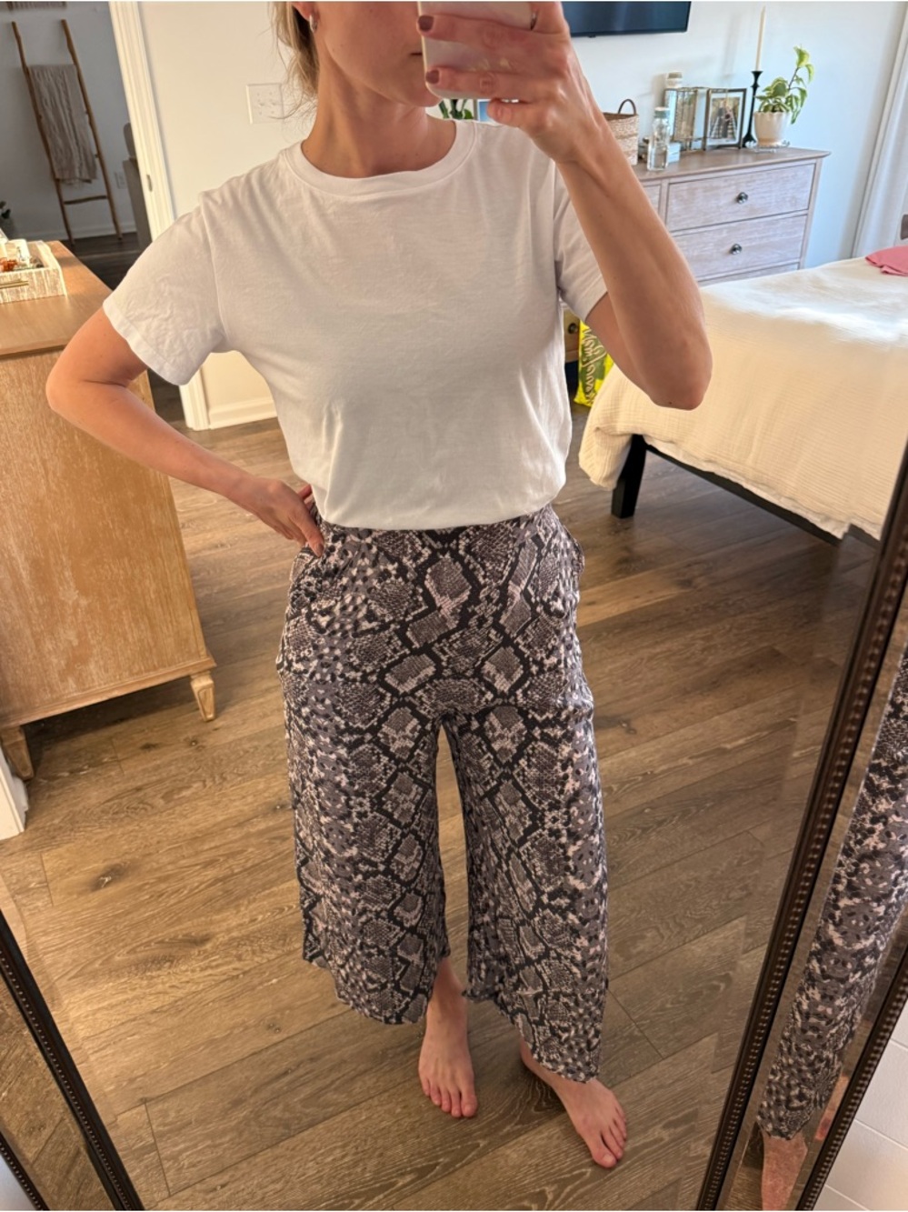 Snakeskin print culotte wide leg Pants